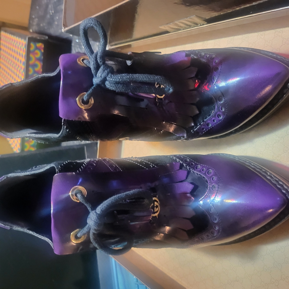 Purple Brogue Shoes with Tassels